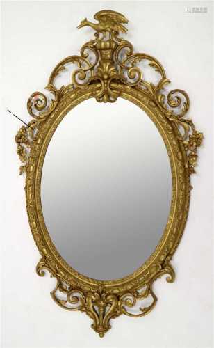 A large 19th century gilt plaster wall mirror in the Chinese Chippendale manner