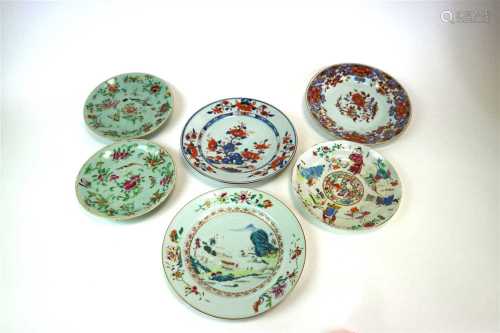 A collection of 18th century and later Chinese porcelain plates