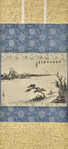 A CHINESE SCROLL PAINTING OF LANDSCAPE