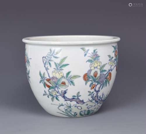 A DOUCAI 'FLOWER' PORCELAIN JARDINIERE