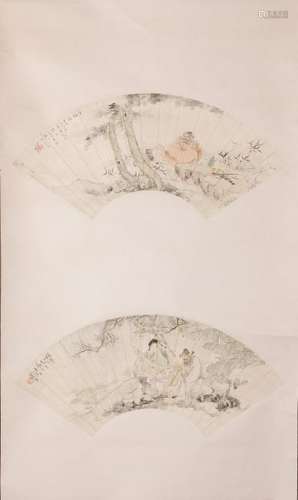 A PAIR OF CHINESE FAN PAINTING