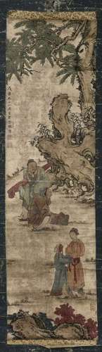 A CHINESE SCROLL PAINTING OF FIGURES