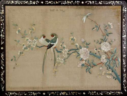 AN EMBROIDERED SILK PANEL