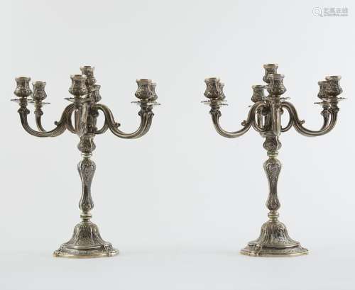 Pair 800 Silver Italian Candelabras