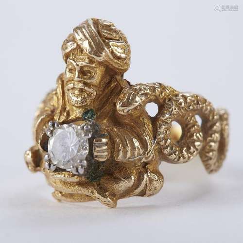 Diamond Ring with Man and Snake