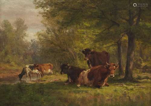 Thomas Craig Cows Oil on Canvas Ornate Frame