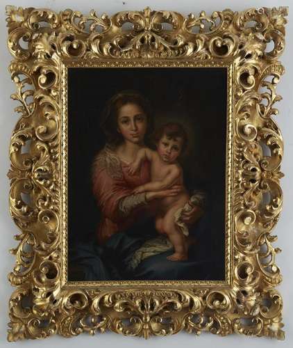 After Murillo Madonna and Child Oil on Canvas