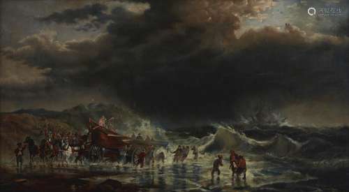 1895 Laura A. Baker Shipwreck Oil on Canvas