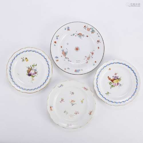 Group of 4 Early Meissen Plates