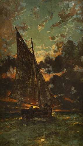 Constant Troyon Ship Oil on Canvas