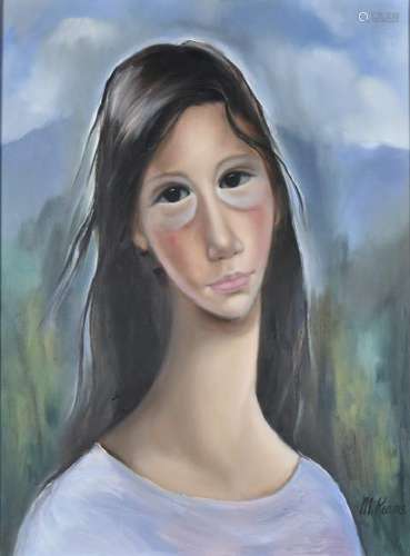 Margaret Keane Big Eyes Portrait Oil on Canvas