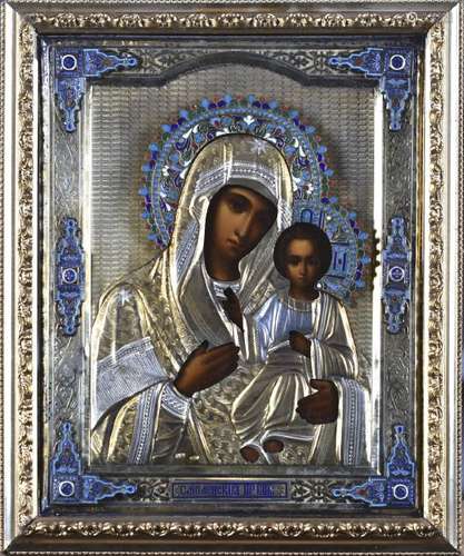 Russian Icon Enamel Mary and Jesus