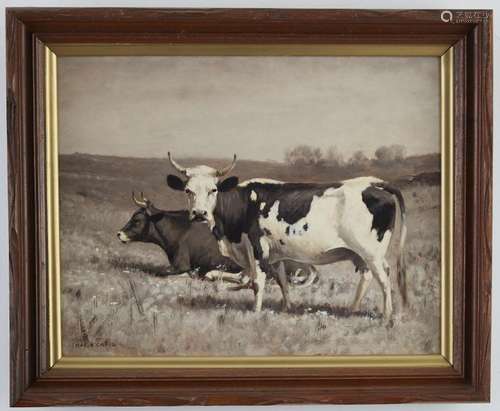 Thomas Craig Cows Oil on Canvas