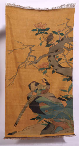 CHINESE EMBROIDERY KESI TAPESTRY OF BIRD AND FLOWER