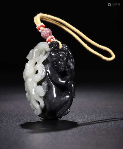 WHITE * BLACK HETIAN JADE PIECE