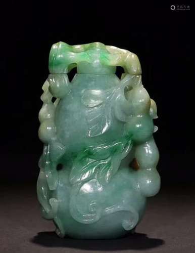 JADEITE FU LU SNUFF BOTTLE