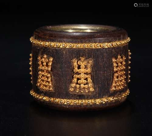 CHENXIANG WOOD SHOU PATTERN  RING