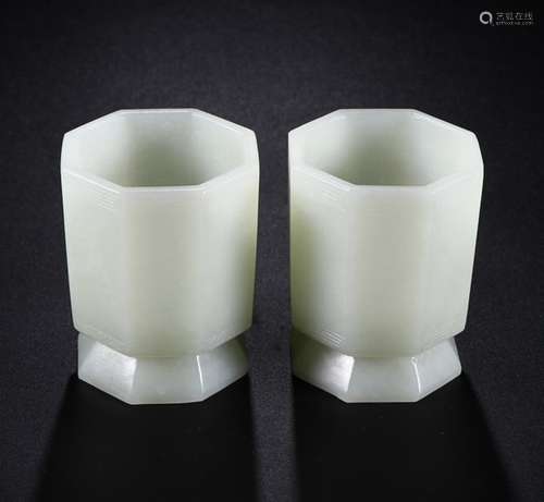 HETIAN JADE SIX  PARTS CUPS FOR 2