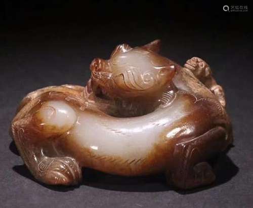 OLD JADE TIGER ORNAMENT