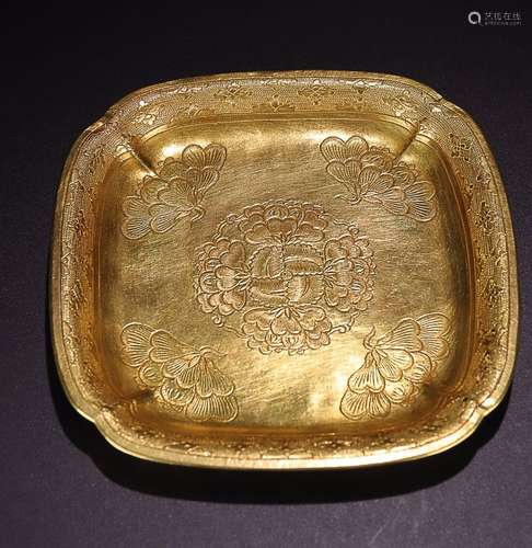 HAND MADE COPPER GILT FLOWER PATTERN PLATE