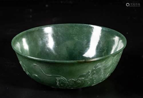 HETIAN JASPER DRAGON PATTERN BOWL