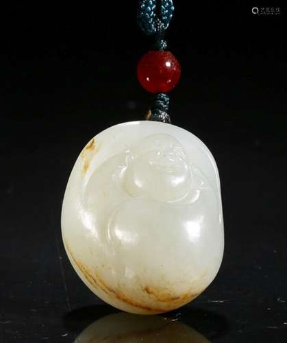 WHITE HETIAN JADE MI LE PENDANT