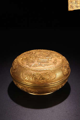 A GILT BRONZE 'BAOXIANGHUA'PATTERN BOX