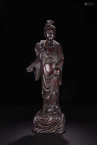 A ZITAN WOOD  GUANYIN FIGURE