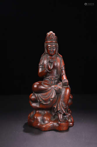 A BAMBOO 'GUANYIN'FIGURE