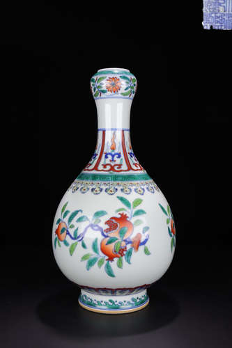 A HAND PAINT DOUCAI 'DUOZIDUOFU' VASE