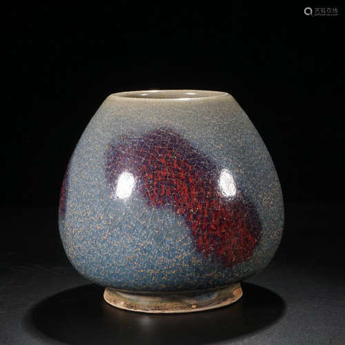 A JUNYAO RED SPOTS ROOSETER HEART SHAPED JAR