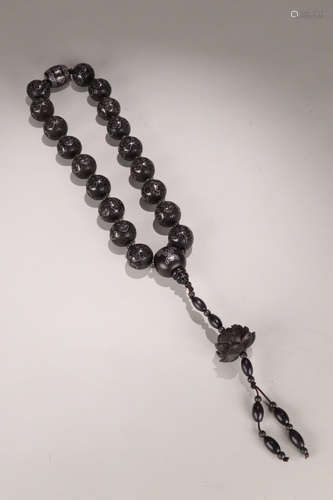 A CHENIXANG WOOD 'RUYI'PATTERN ' EIGHTEEN BEADS ROSARY