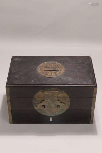 A ZITAN EMBEDED BRONZE JEWELRY BOX