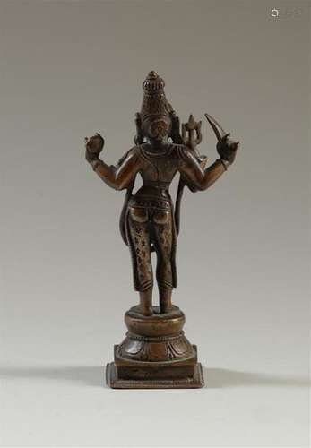 INDE Statue en bronze patiné représentant Shiva. X…