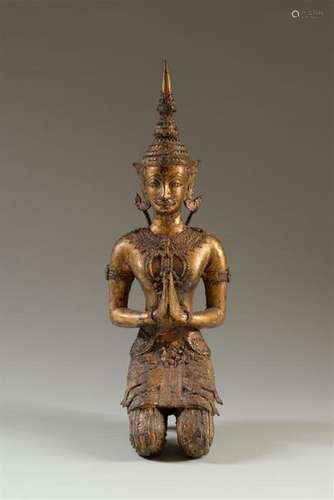 THAILANDE Statue en bronze doré représentant un Or…