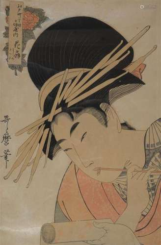 KITAGAWA UTAMARO (1753 1806) Jeune femme lisant un…