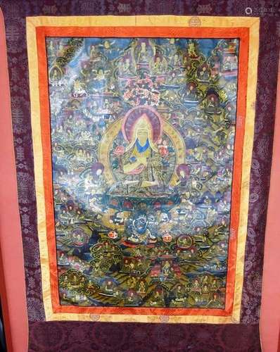 THANGKA MEWAR sur tissu L 124 cm l: 73 cm