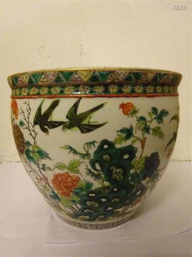 VASQUE A POISSONS GLOBULAIRE EN PORCELAINE A DECOR…