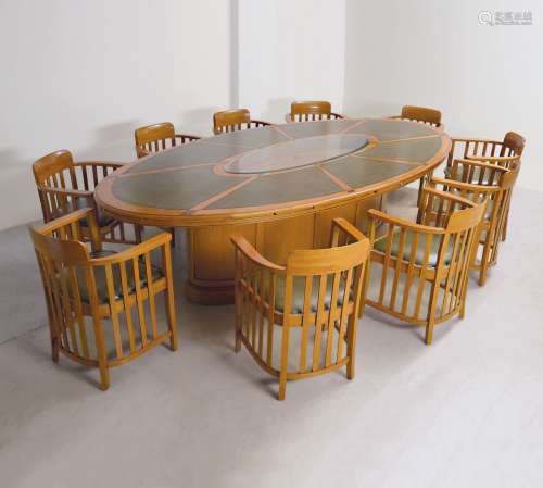 Large conference table/ gambling table with 10 chairs