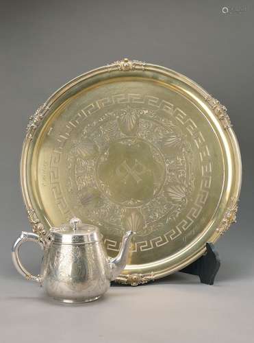 Large tray and tea pot