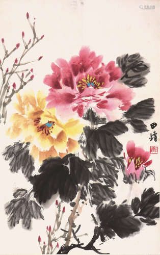田 镛(b.1938) 富贵图 设色纸本 镜片