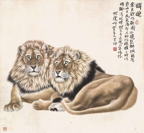 冯大中(b.1949) 睥睨 设色纸本 镜片