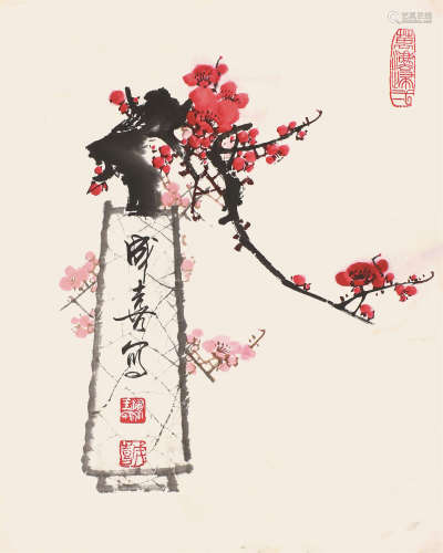 王成喜(b.1940) 梅花 设色纸本 立轴
