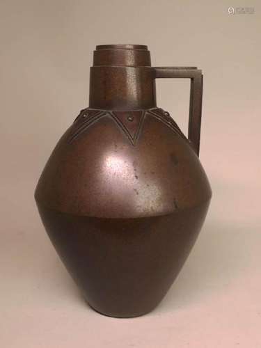 Japanese  ArtDeco Bronze Vase with Handle