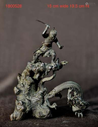 Japanese Bronze Samurai Flight Dragon