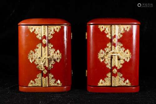 Pair Japanese Lacquer Buddhist Shrine