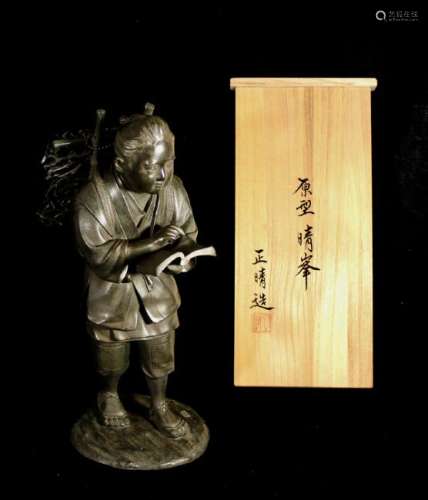 Japanese Tokyo School Bronze Model of a Farmer - signed