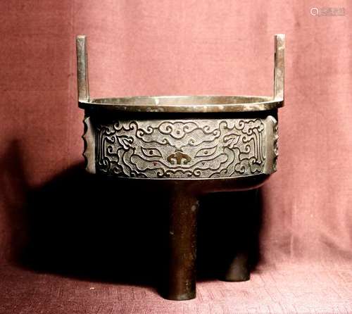 Chinese Bronze Censer with Titao Mask