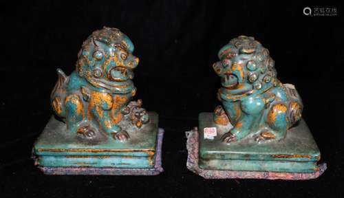 Pair Asian Pottery Foolion