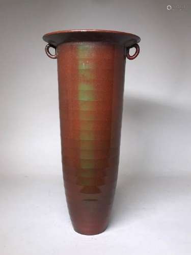 Japanese Art Deco Bronze Tall Vase